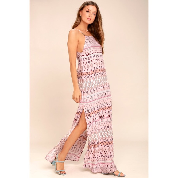 Mosaic Days Blush Pink Print Maxi Dress - Picture 2 of 8